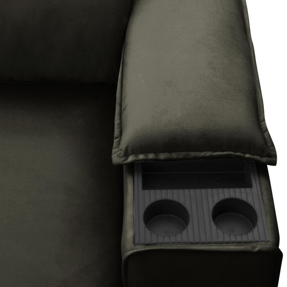 Sofá Retrátil Reclinável Para Sala 3 Lugares 245cm Gordon F04 Veludo Marrom Escuro - Lyam Decor - 10