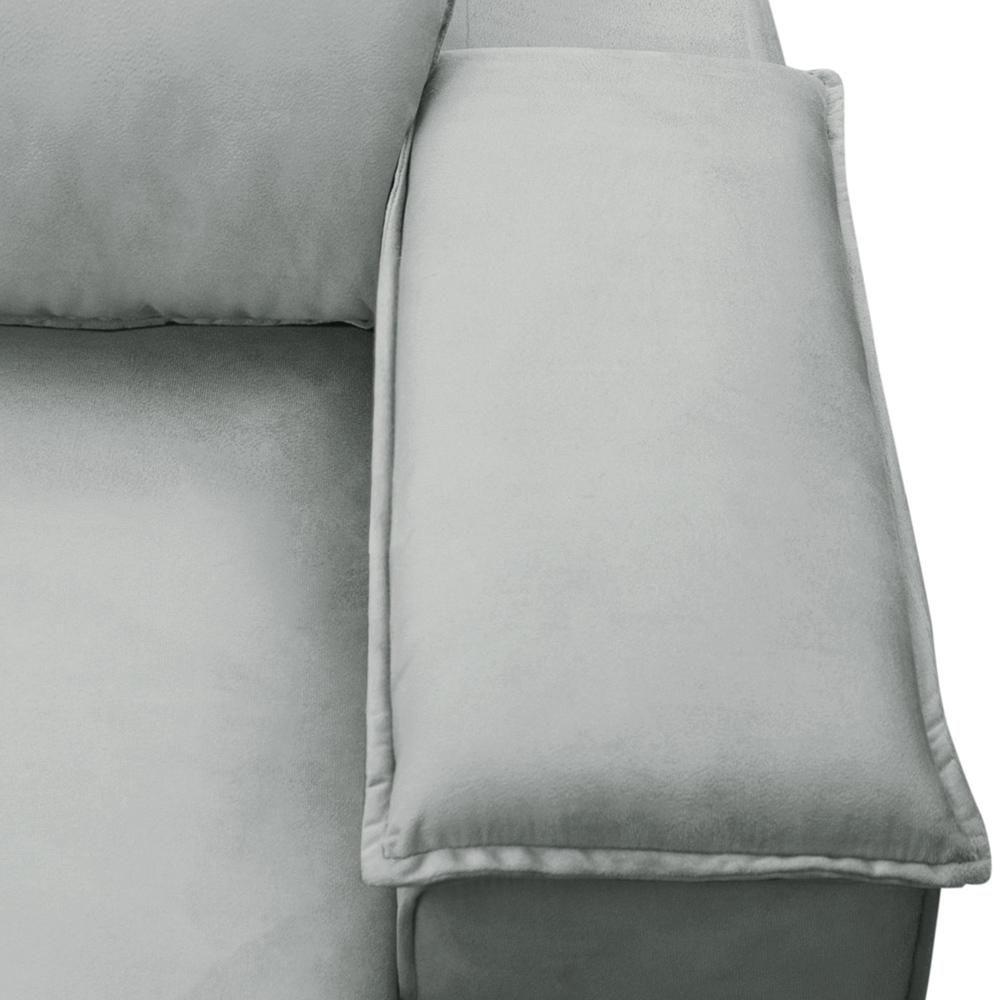 Sofá Retrátil Reclinável Para Sala 3 Lugares 225cm Gordon F04 Veludo Cinza Claro - Lyam Decor - 7