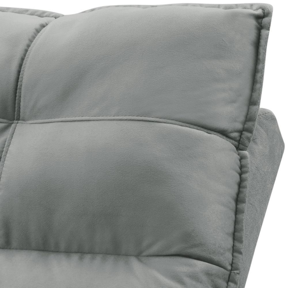 Sofá Retrátil Reclinável Para Sala 3 Lugares 225cm Gordon F04 Veludo Cinza Claro - Lyam Decor - 10