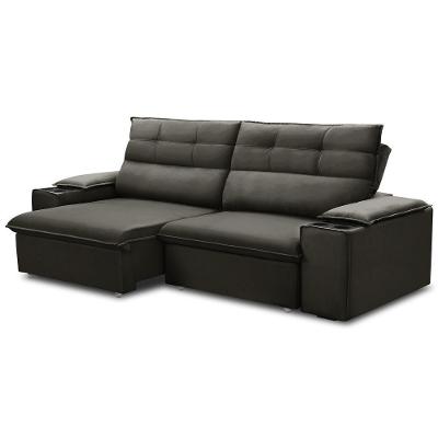 Sofá Retrátil Reclinável Para Sala 3 Lugares 225cm Gordon F04 Veludo Marrom Escuro - Lyam Decor