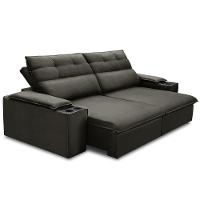 Sofá Retrátil Reclinável Para Sala 3 Lugares 225cm Gordon F04 Veludo Marrom Escuro - Lyam Decor - 7