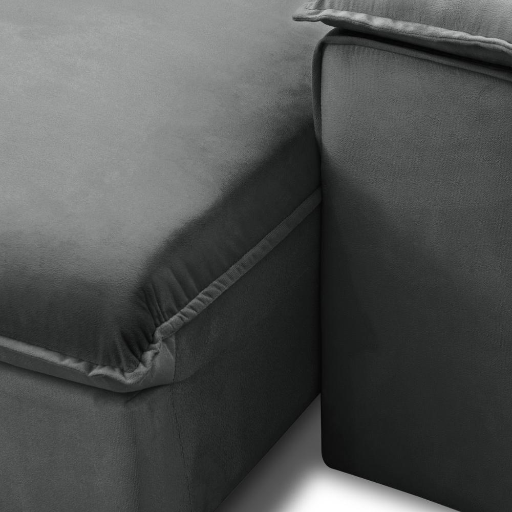 Sofá Retrátil Reclinável Para Sala 3 Lugares 205cm Gordon F04 Veludo Cinza Escuro - Lyam Decor - 9