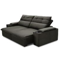 Sofá Retrátil Reclinável Para Sala 3 Lugares 205cm Gordon F04 Veludo Marrom Escuro - Lyam Decor - 5