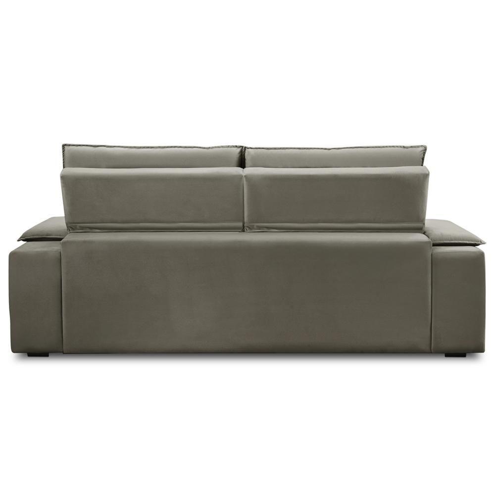 Sofá Retrátil Reclinável Para Sala 3 Lugares 205cm Gordon F04 Veludo Marrom Claro - Lyam Decor - 8