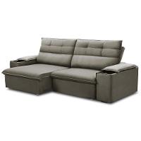 Sofá Retrátil Reclinável Para Sala 3 Lugares 205cm Gordon F04 Veludo Marrom Claro - Lyam Decor - 1