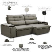 Sofá Retrátil Reclinável Para Sala 3 Lugares 205cm Gordon F04 Veludo Marrom Claro - Lyam Decor - 3