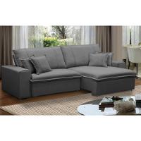 Sofá Retrátil Reclinável Para Sala 3 Lugares 250cm Varsov F04 Veludo Cinza Claro - Lyam Decor - 2