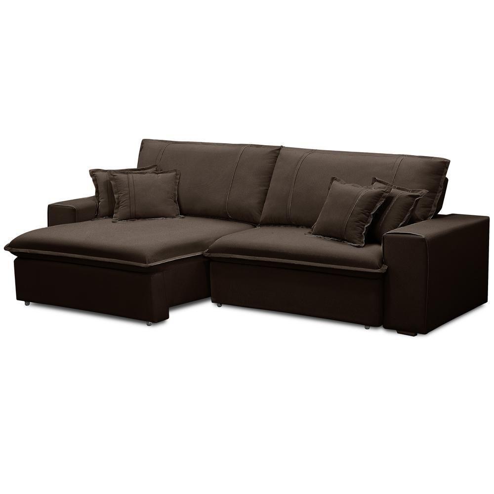 Sofá Retrátil Reclinável Para Sala 3 Lugares 250cm Varsov F04 Veludo Marrom Escuro - Lyam Decor - 1