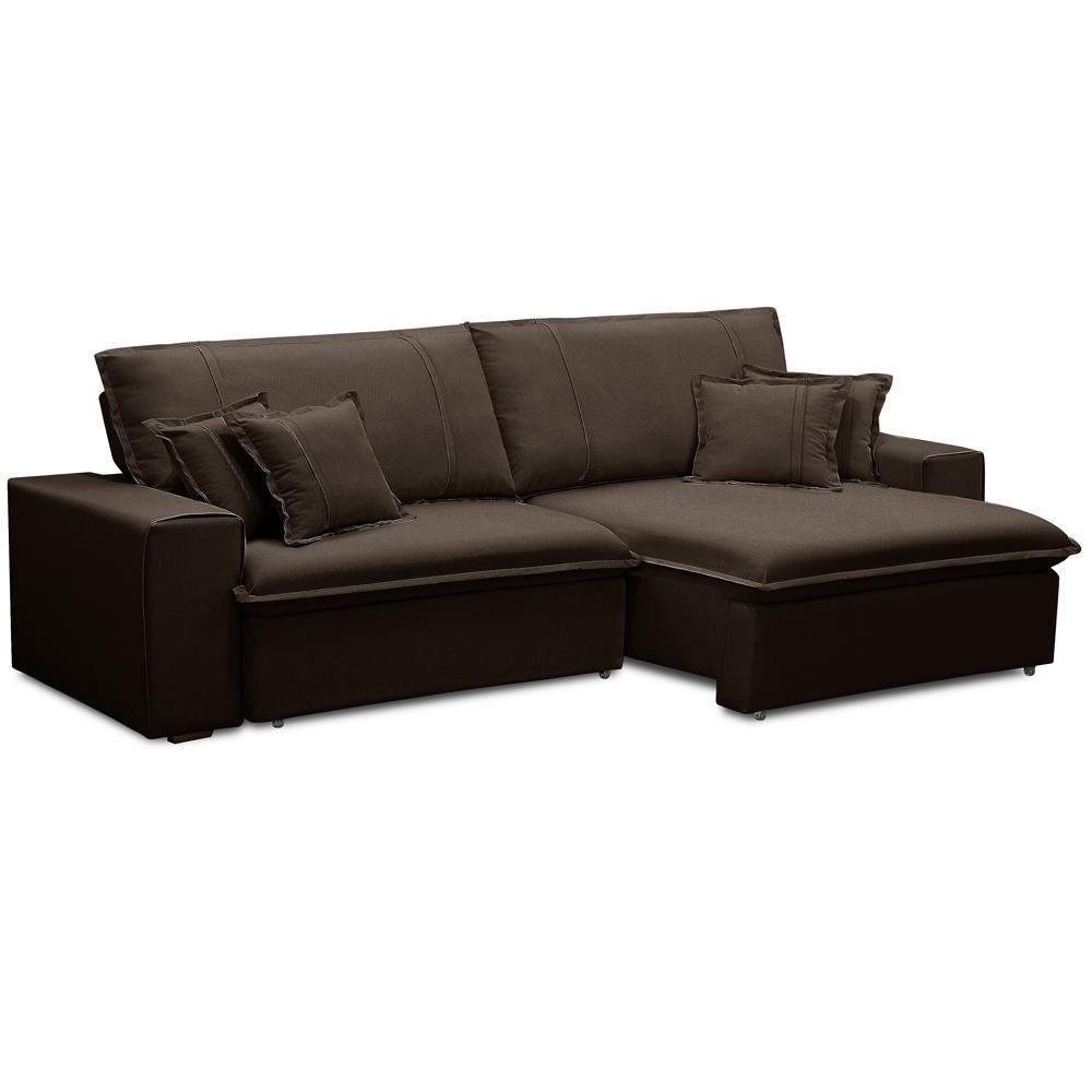 Sofá Retrátil Reclinável Para Sala 3 Lugares 250cm Varsov F04 Veludo Marrom Escuro - Lyam Decor - 8