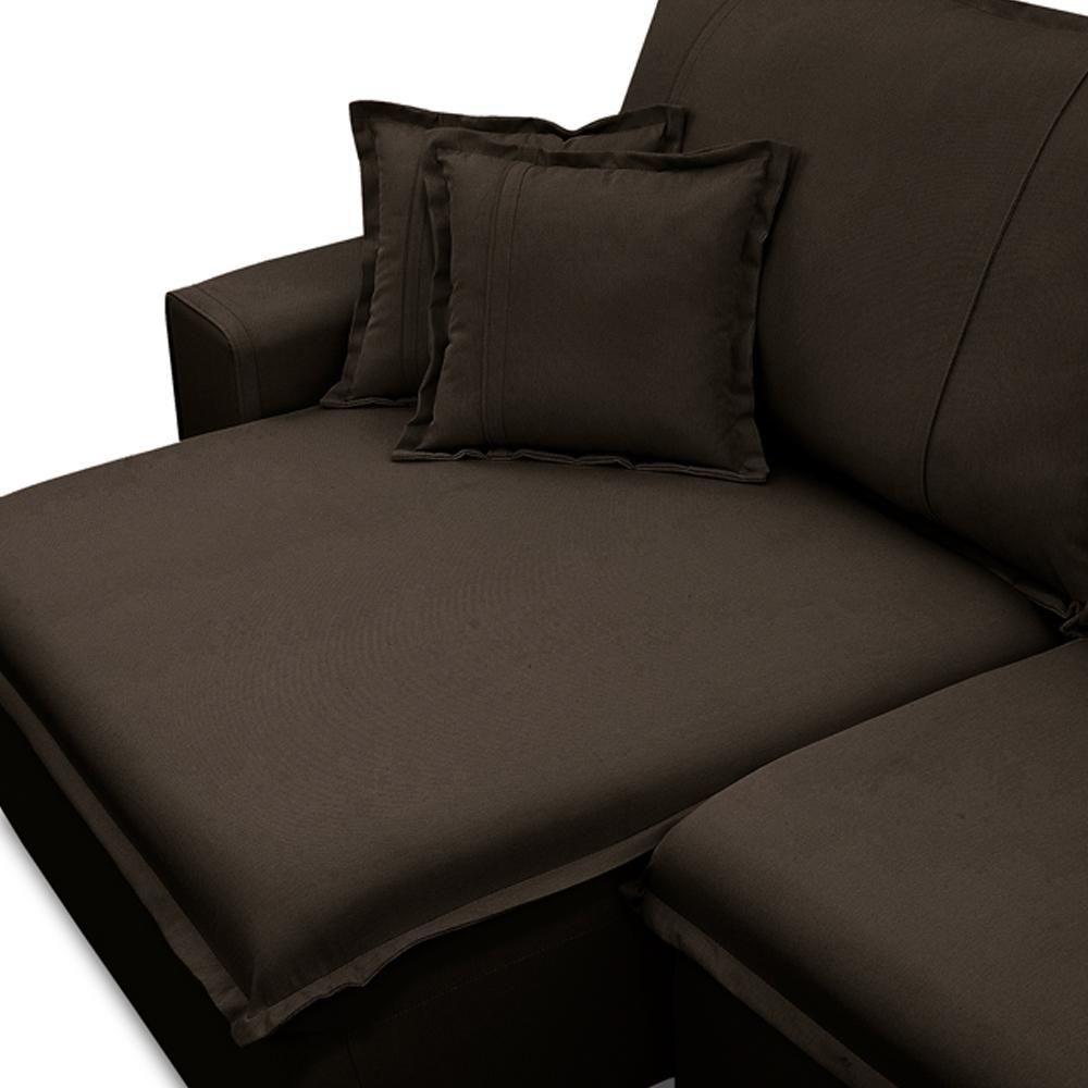 Sofá Retrátil Reclinável Para Sala 3 Lugares 250cm Varsov F04 Veludo Marrom Escuro - Lyam Decor - 10