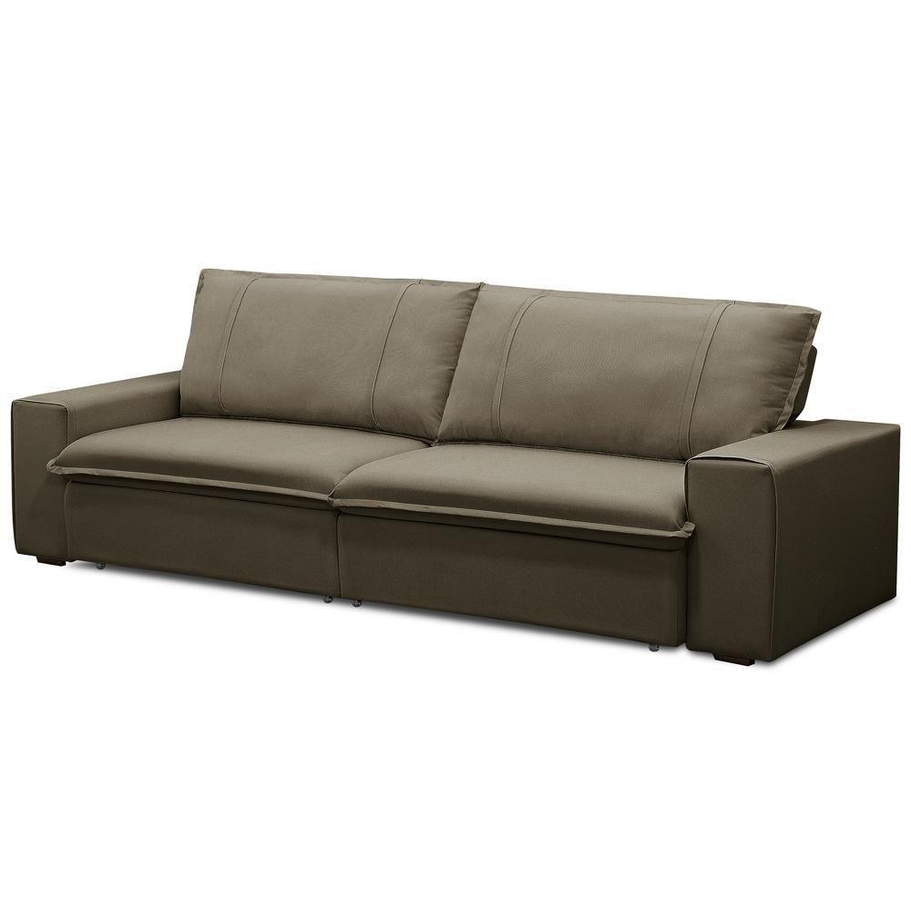 Sofá Retrátil Reclinável Para Sala 3 Lugares 250cm Varsov F04 Veludo Amêndoa - Lyam Decor - 6