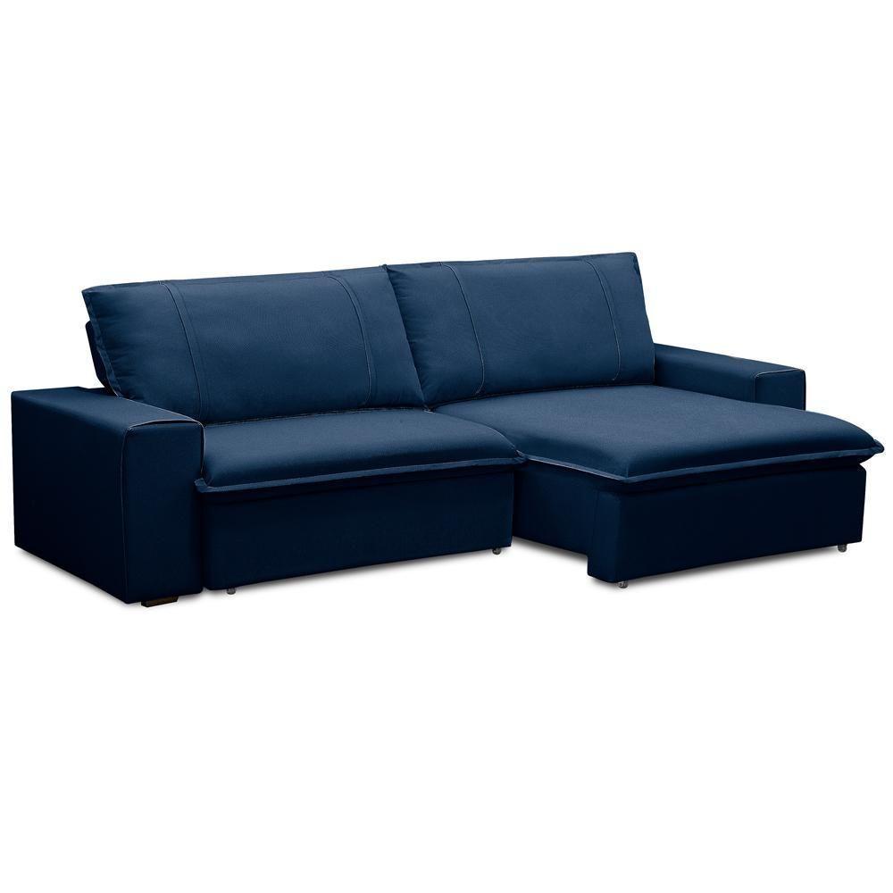 Sofá Retrátil Reclinável Para Sala 3 Lugares 250cm Varsov F04 Veludo Azul - Lyam Decor - 9