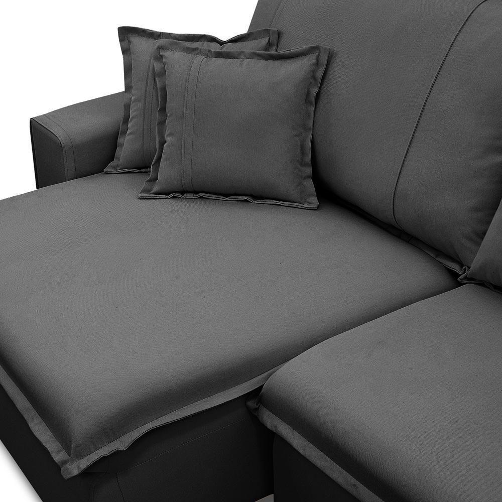 Sofá Retrátil Reclinável Para Sala 3 Lugares 250cm Varsov F04 Veludo Cinza Escuro - Lyam Decor - 7