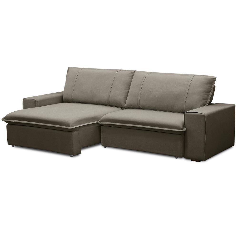 Sofá Retrátil Reclinável Para Sala 3 Lugares 250cm Varsov F04 Veludo Marrom Claro - Lyam Decor - 5