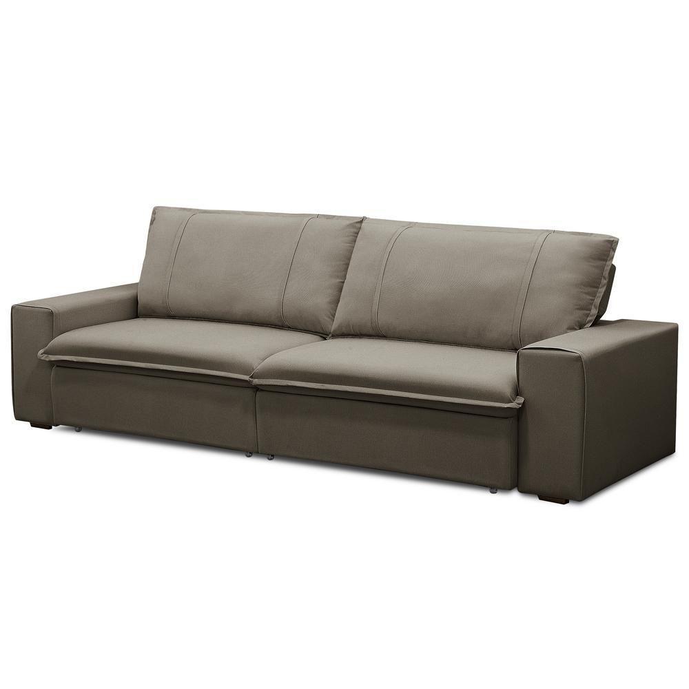 Sofá Retrátil Reclinável Para Sala 3 Lugares 250cm Varsov F04 Veludo Marrom Claro - Lyam Decor - 7