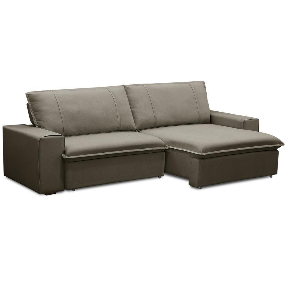 Sofá Retrátil Reclinável Para Sala 3 Lugares 250cm Varsov F04 Veludo Marrom Claro - Lyam Decor - 9