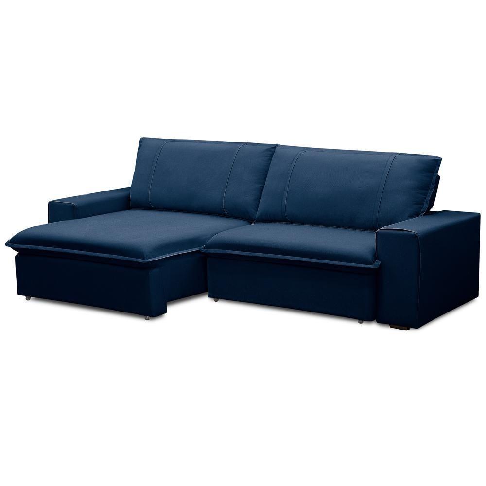 Sofá Retrátil Reclinável Para Sala 3 Lugares 230cm Varsov F04 Veludo Azul - Lyam Decor - 2