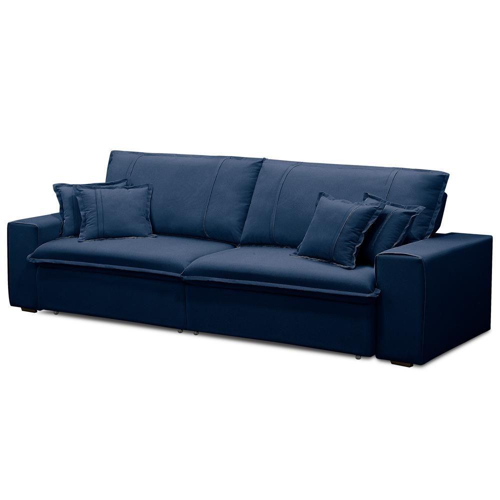 Sofá Retrátil Reclinável Para Sala 3 Lugares 230cm Varsov F04 Veludo Azul - Lyam Decor - 3