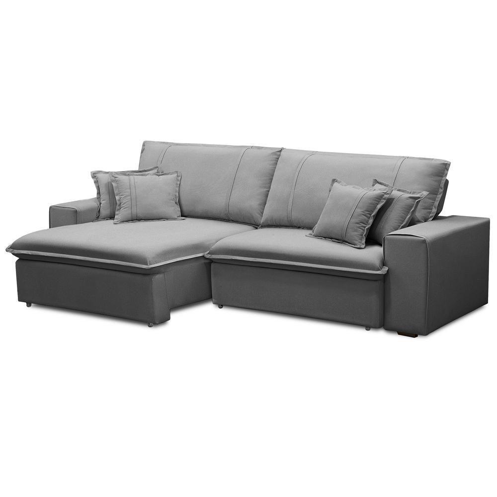 Sofá Retrátil Reclinável Para Sala 3 Lugares 230cm Varsov F04 Veludo Cinza Claro - Lyam Decor - 1