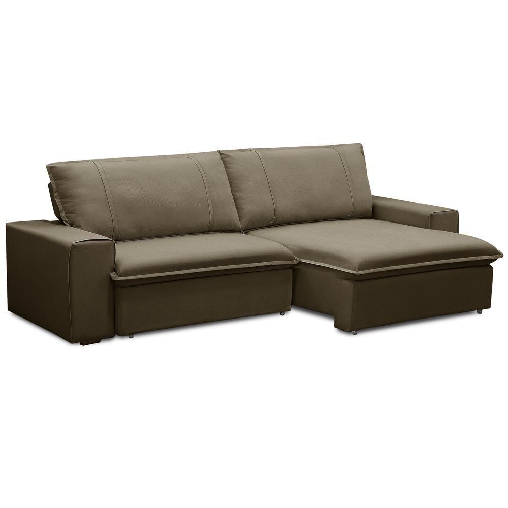 Sofá Retrátil Reclinável Para Sala 3 Lugares 230cm Varsov F04 Veludo Amêndoa - Lyam Decor - 9