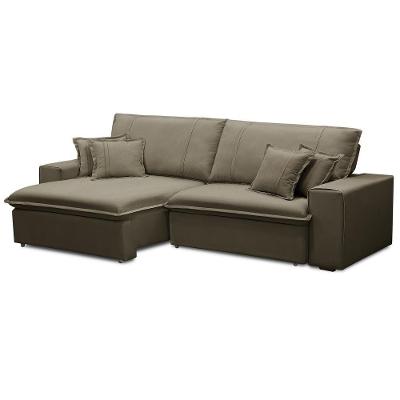 Sofá Retrátil Reclinável Para Sala 3 Lugares 230cm Varsov F04 Veludo Amêndoa - Lyam Decor