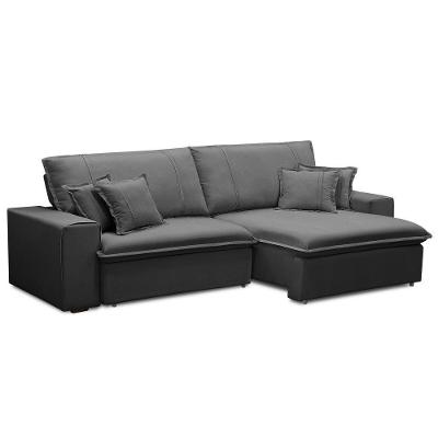 Sofá Retrátil Reclinável Para Sala 3 Lugares 230cm Varsov F04 Veludo Cinza Escuro - Lyam Decor