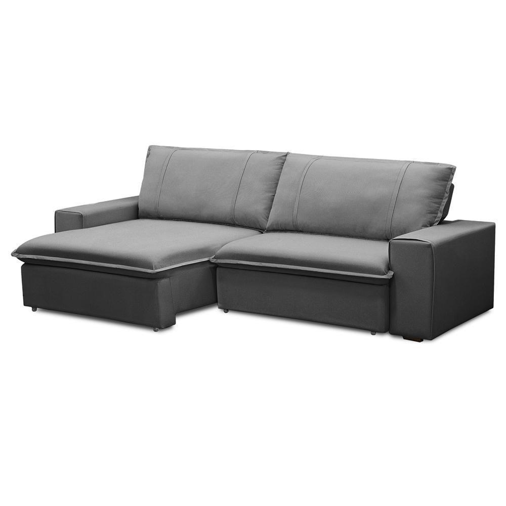 Sofá Retrátil Reclinável Para Sala 3 Lugares 210cm Varsov F04 Veludo Cinza Claro - Lyam Decor - 6