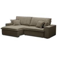 Sofá Retrátil Reclinável Para Sala 3 Lugares 210cm Varsov F04 Veludo Amêndoa - Lyam Decor - 1