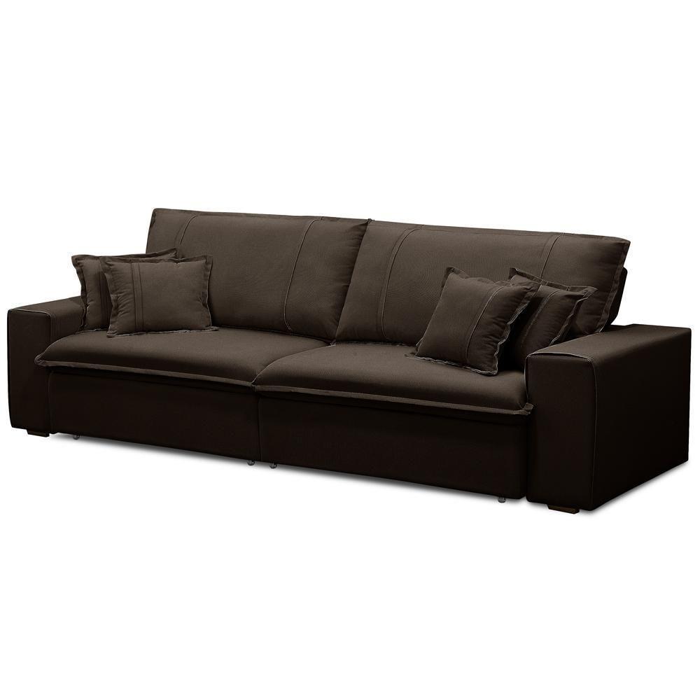 Sofá Retrátil Reclinável Para Sala 3 Lugares 210cm Varsov F04 Veludo Marrom Escuro - Lyam Decor - 9