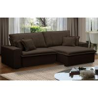 Sofá Retrátil Reclinável Para Sala 3 Lugares 210cm Varsov F04 Veludo Marrom Escuro - Lyam Decor - 2