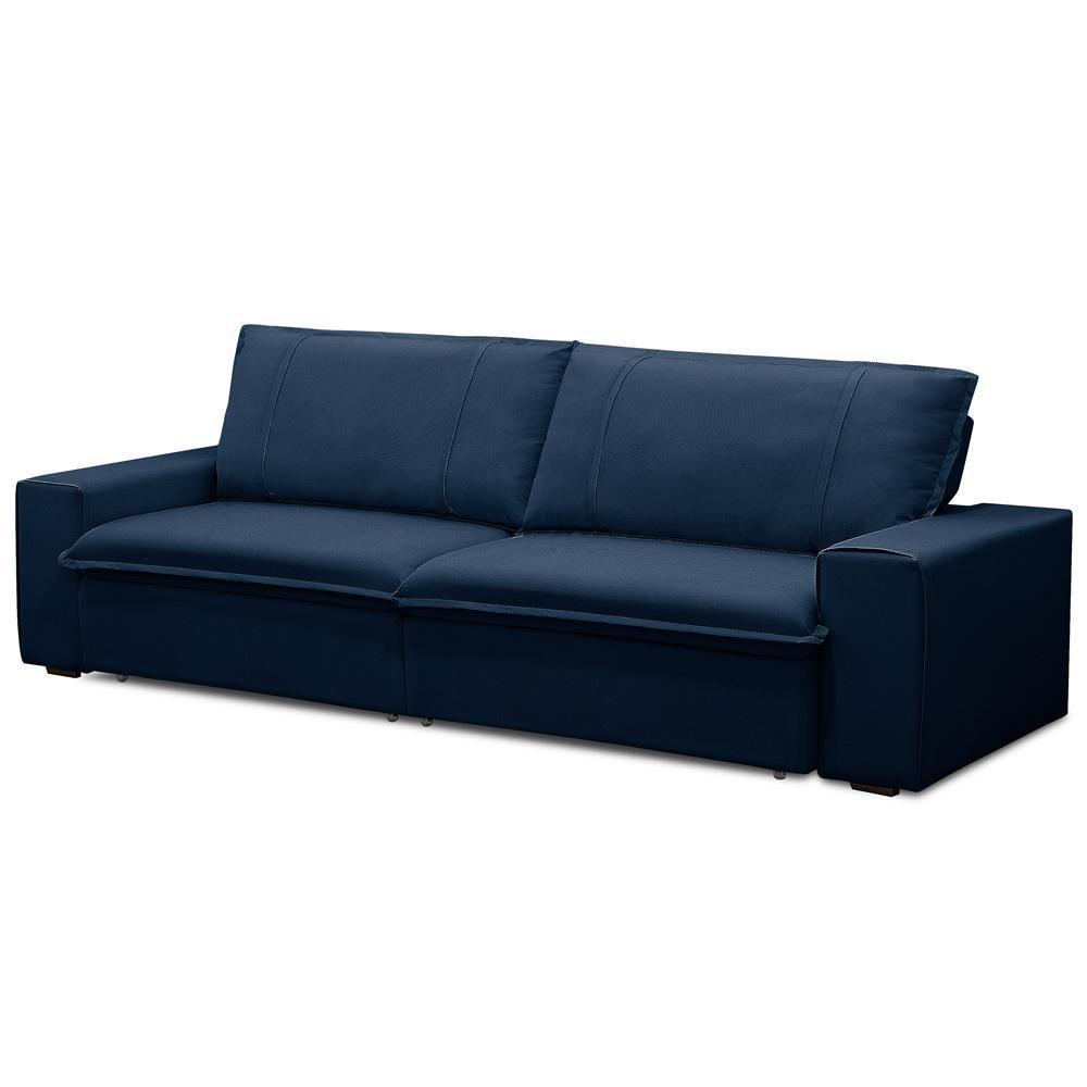 Sofá Retrátil Reclinável Para Sala 3 Lugares 210cm Varsov F04 Veludo Azul - Lyam Decor - 7