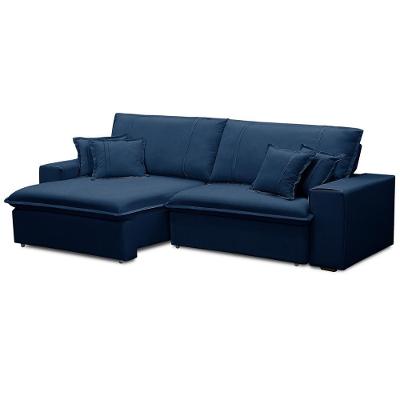 Sofá Retrátil Reclinável Para Sala 3 Lugares 210cm Varsov F04 Veludo Azul - Lyam Decor