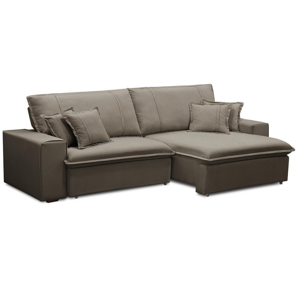 Sofá Retrátil Reclinável Para Sala 3 Lugares 210cm Varsov F04 Veludo Marrom Claro - Lyam Decor - 5