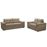 Sofá 3 E 2 Lugares Para Sala De Estar Living Allon F04 Veludo Marrom Claro - Lyam Decor - 1