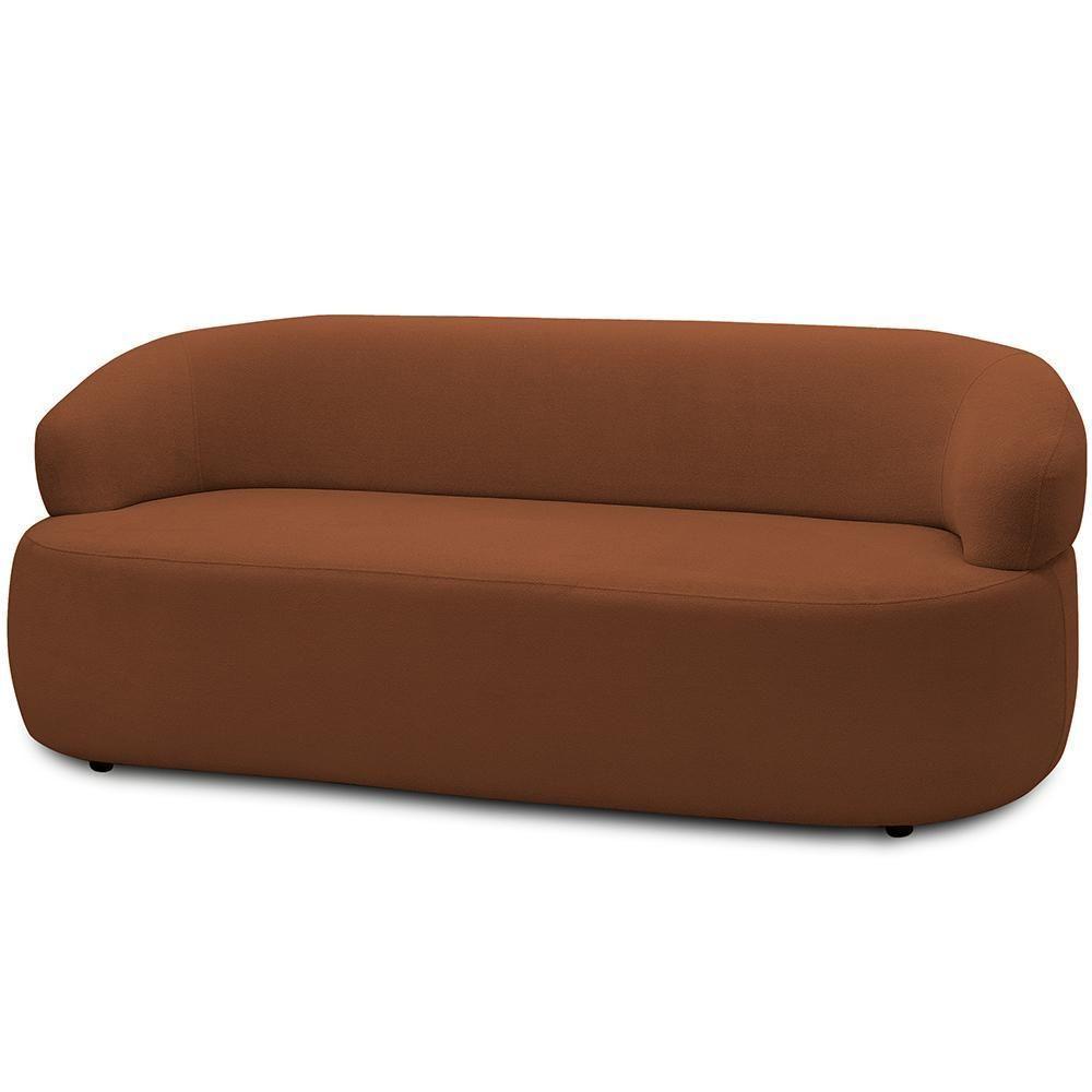 Sofá 3 Lugares Orgânico Sala De Estar Living 170cm Carmen F04 Veludo Telha - Lyam Decor - 1