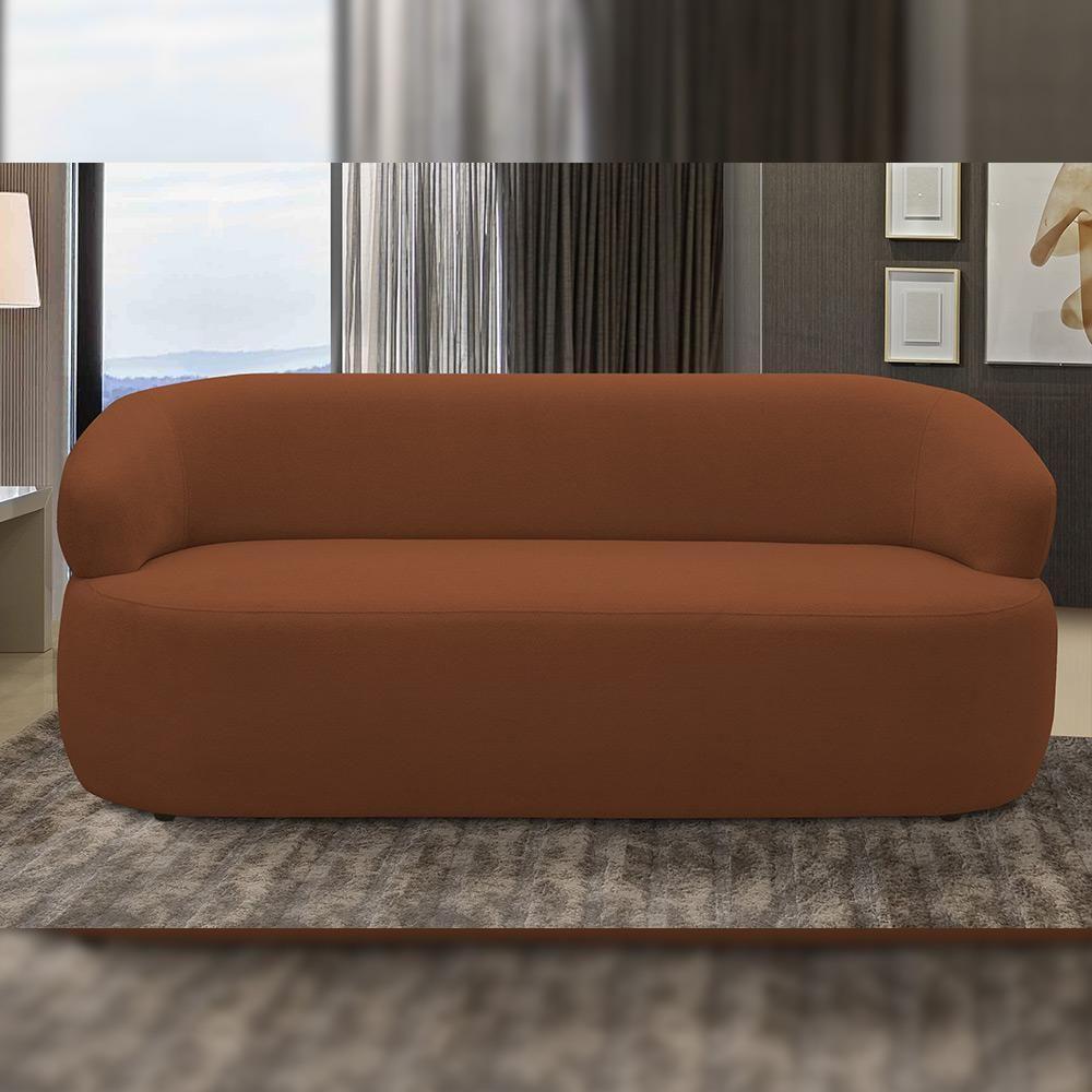 Sofá 3 Lugares Orgânico Sala De Estar Living 170cm Carmen F04 Veludo Telha - Lyam Decor - 2