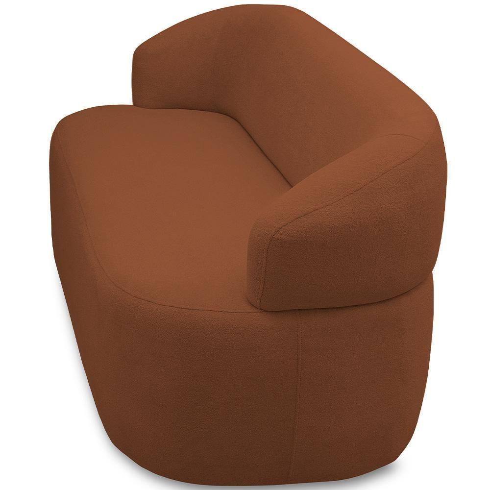 Sofá 3 Lugares Orgânico Sala De Estar Living 170cm Carmen F04 Veludo Telha - Lyam Decor - 6