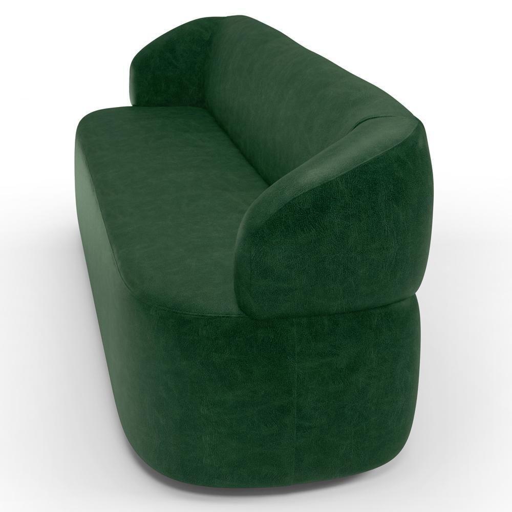 Sofá 3 Lugares Orgânico Sala De Estar Living 205cm Carmen F04 Couríssimo Verde - Lyam Decor - 8