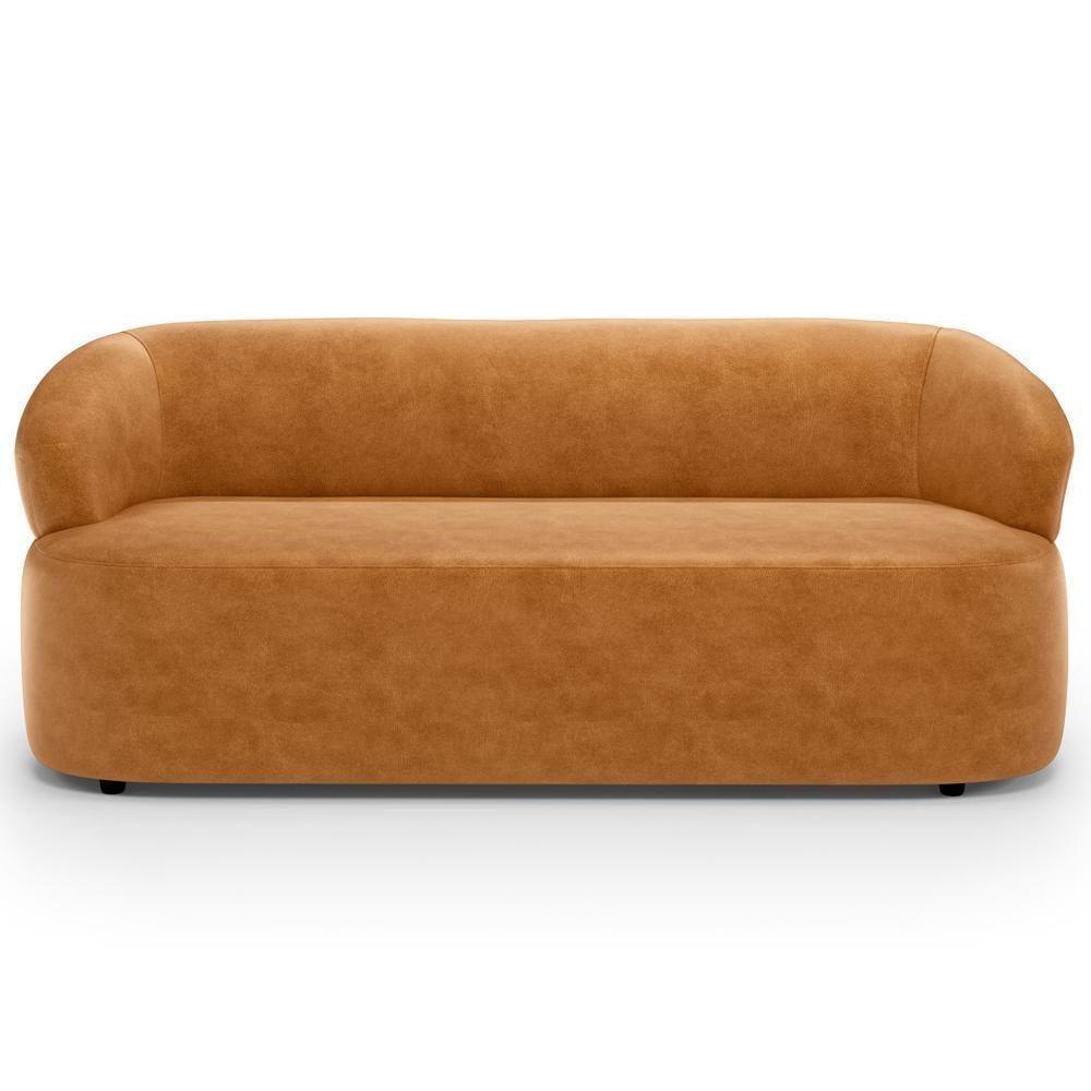 Sofá 3 Lugares Orgânico Sala De Estar Living 170cm Carmen F04 Couríssimo Whisky - Lyam Decor - 3