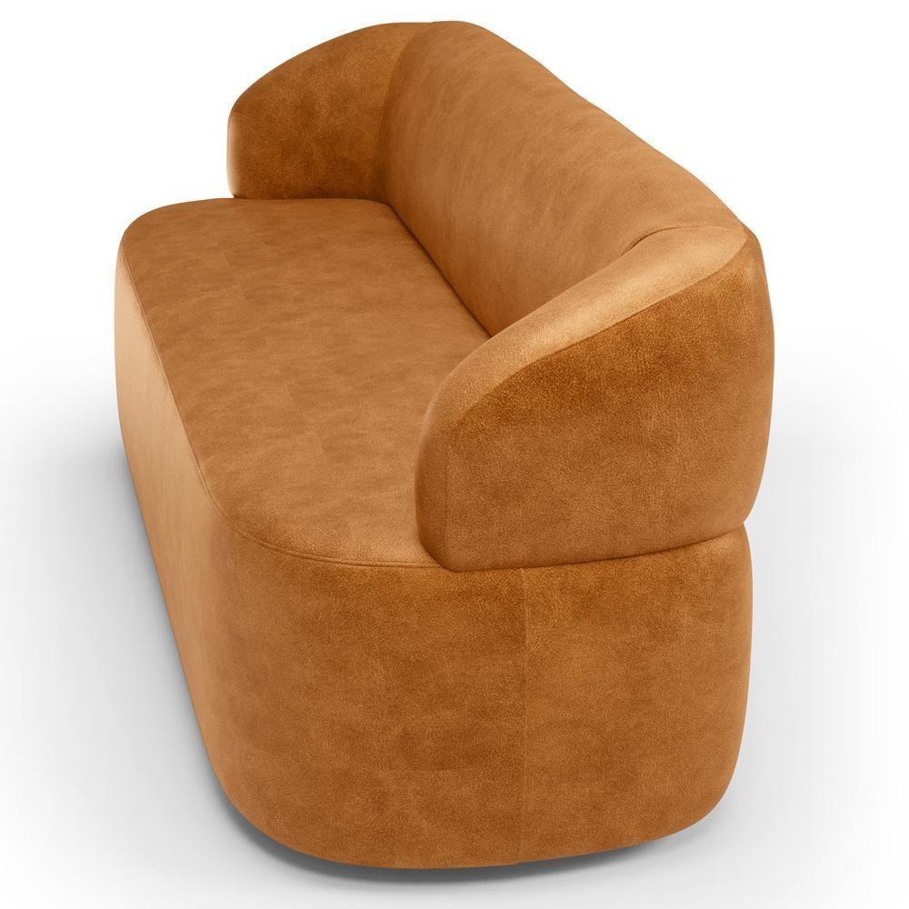 Sofá 3 Lugares Orgânico Sala De Estar Living 170cm Carmen F04 Couríssimo Whisky - Lyam Decor - 8