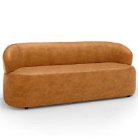 Sofá 3 Lugares Orgânico Sala De Estar Living 170cm Carmen F04 Couríssimo Whisky - Lyam Decor - 6