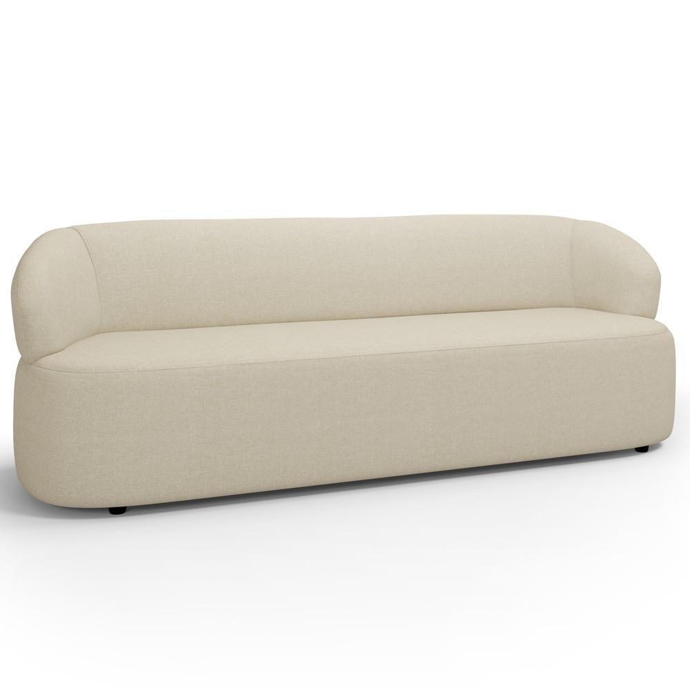 Sofá 3 Lugares Orgânico Sala De Estar Living 205cm Carmen F04 Linho Creme - Lyam Decor - 6