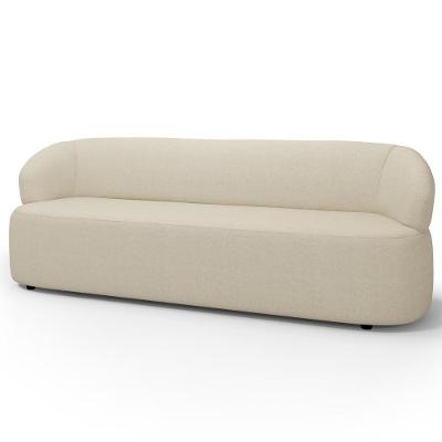 Sofá 3 Lugares Orgânico Sala De Estar Living 205cm Carmen F04 Linho Creme - Lyam Decor