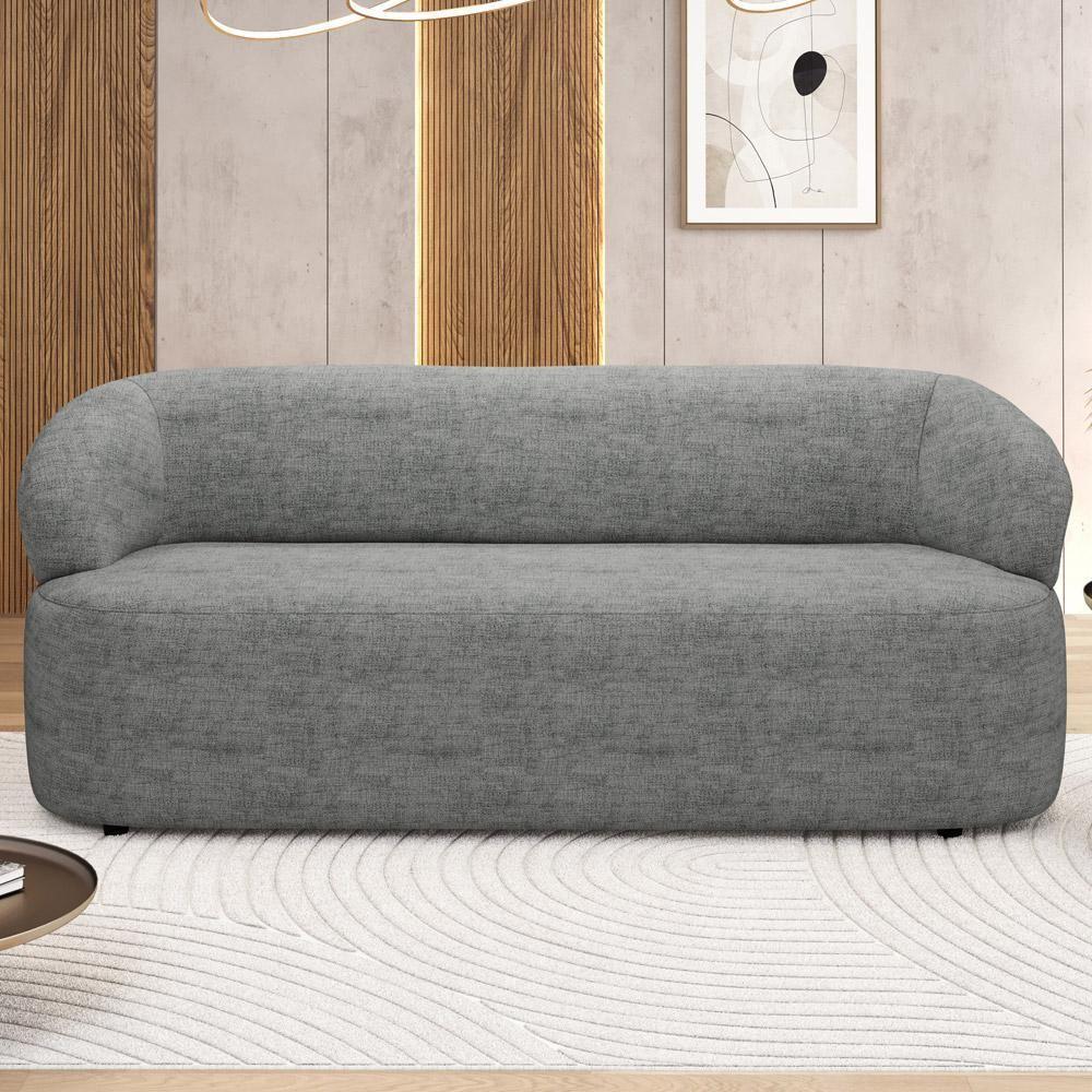 Sofá 3 Lugares Orgânico Sala De Estar Living 170cm Carmen F04 Linho Cinza - Lyam Decor - 5