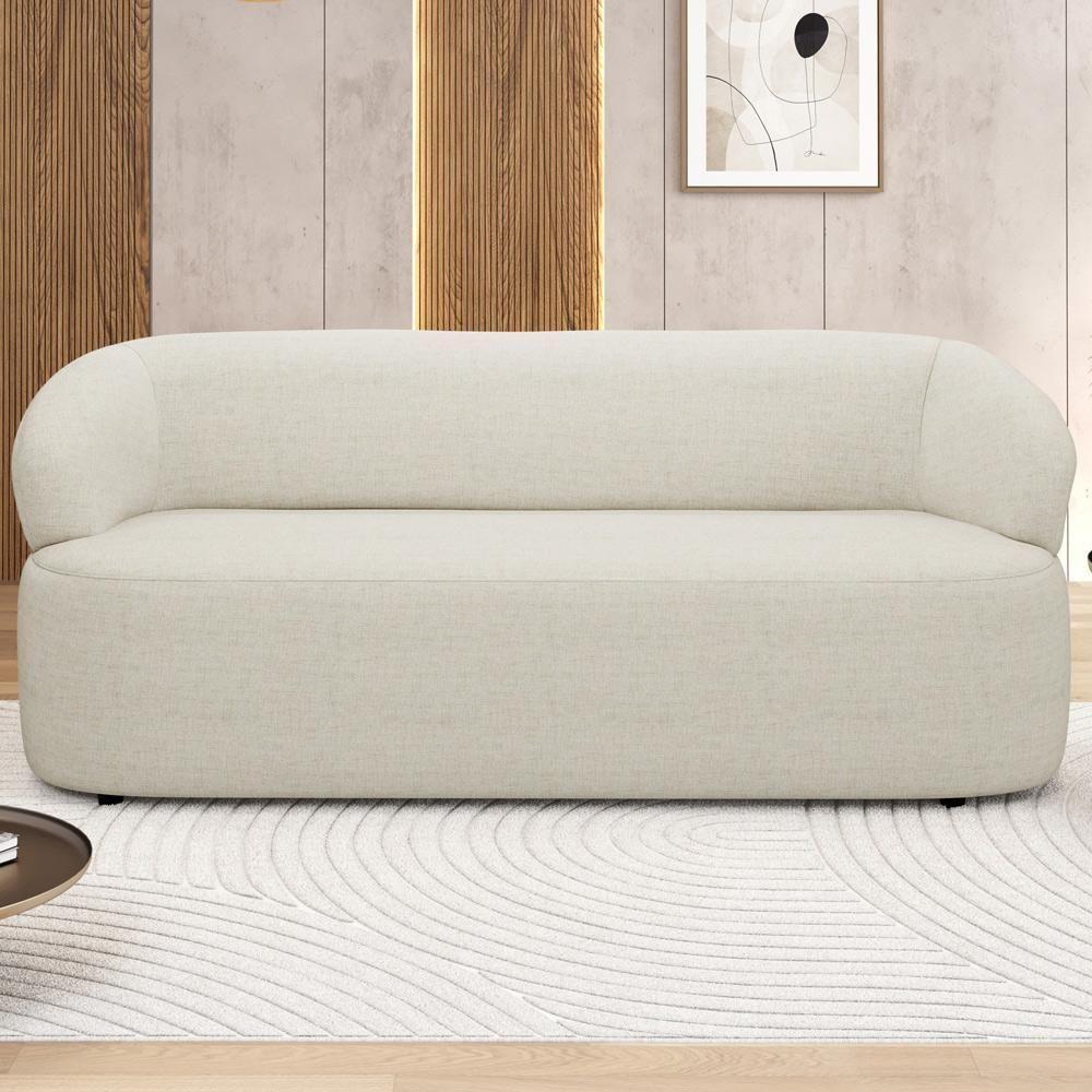 Sofá 3 Lugares Orgânico Sala De Estar Living 170cm Carmen F04 Linho Mescla - Lyam Decor - 4