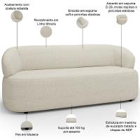 Sofá 3 Lugares Orgânico Sala De Estar Living 170cm Carmen F04 Linho Mescla - Lyam Decor - 6