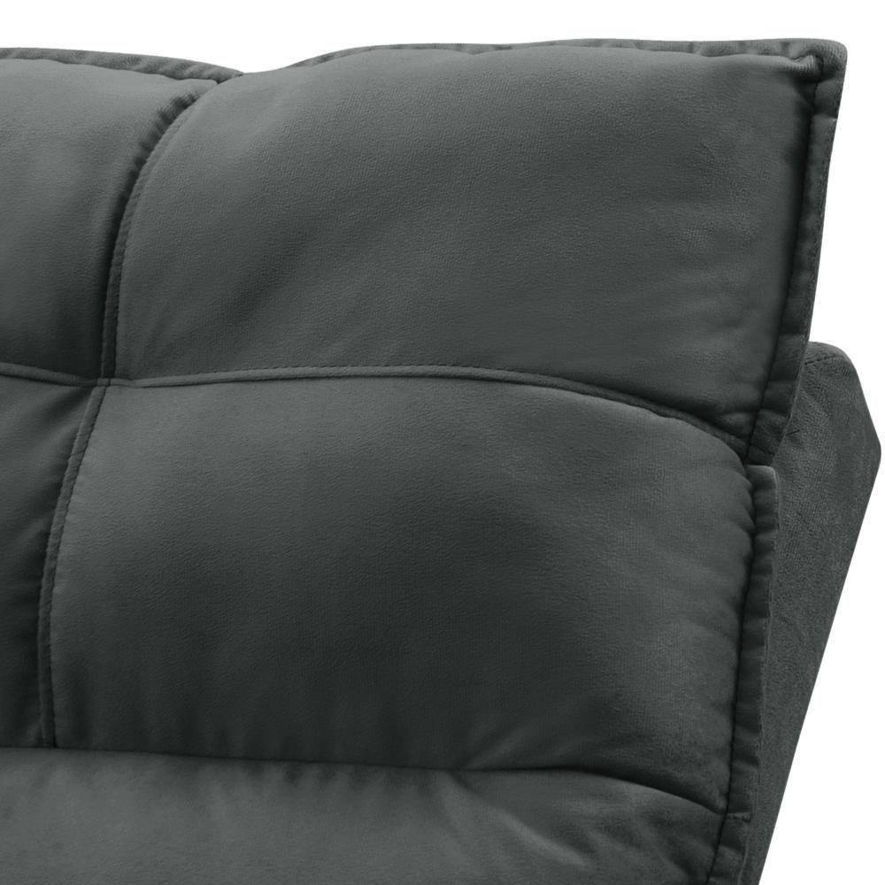 Sofá Retrátil Reclinável Para Sala 3 Lugares 245cm Gordon F04 Veludo Cinza Escuro - Lyam Decor - 4