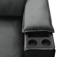 Sofá Retrátil Reclinável Para Sala 3 Lugares 245cm Gordon F04 Veludo Cinza Escuro - Lyam Decor - 2