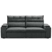 Sofá Retrátil Reclinável Para Sala 3 Lugares 245cm Gordon F04 Veludo Cinza Escuro - Lyam Decor - 5