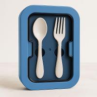 Kit Marmita Com Divisórias E Talheres Azul - 2